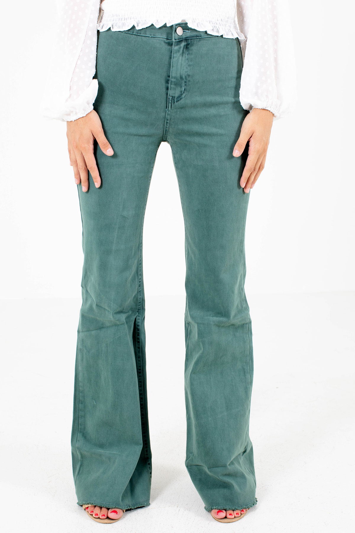 Pine Green Flare Style Boutique Jeans for Women