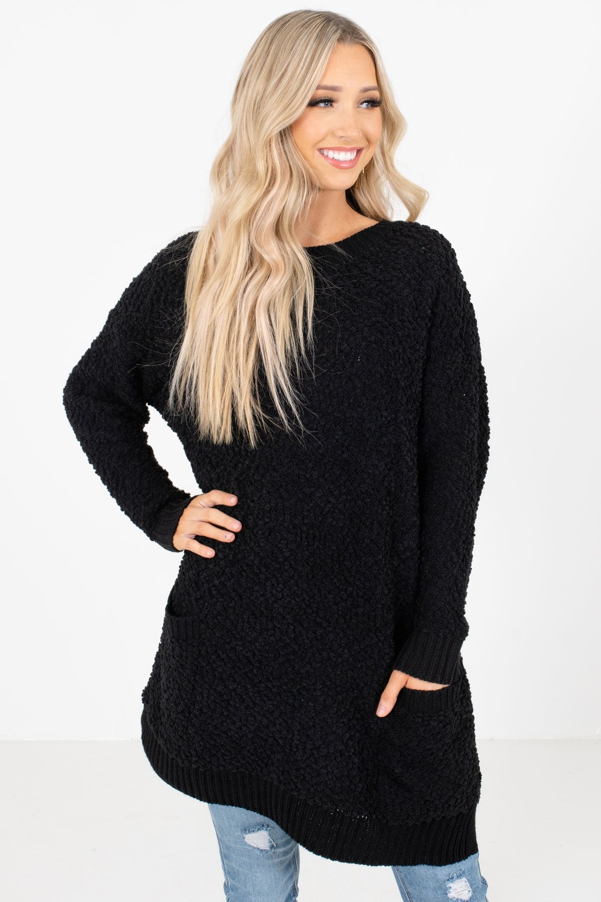 Women's Black Cozy and Warm Boutique Sweater
