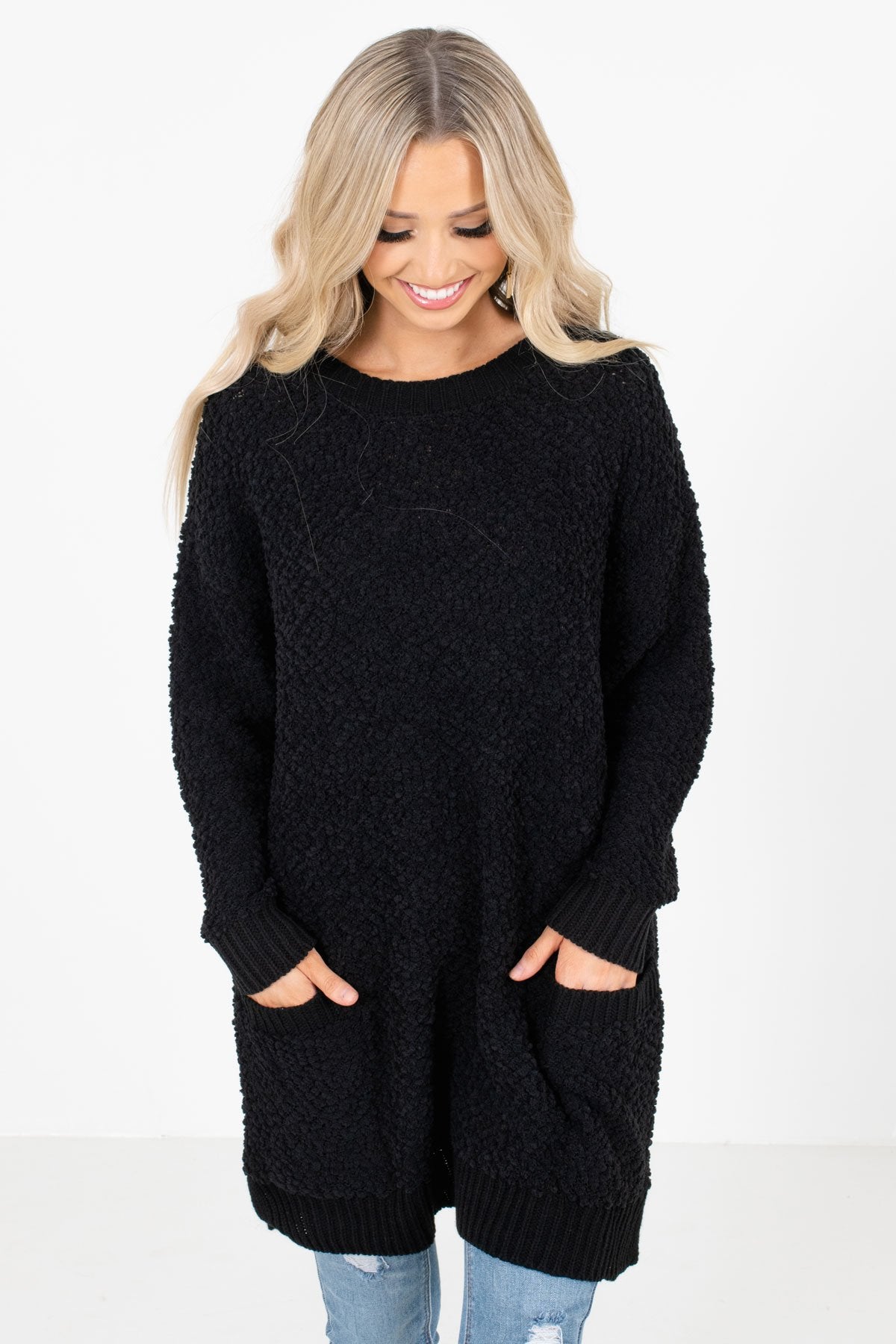 Women's Black Casual Everyday Boutique Sweater