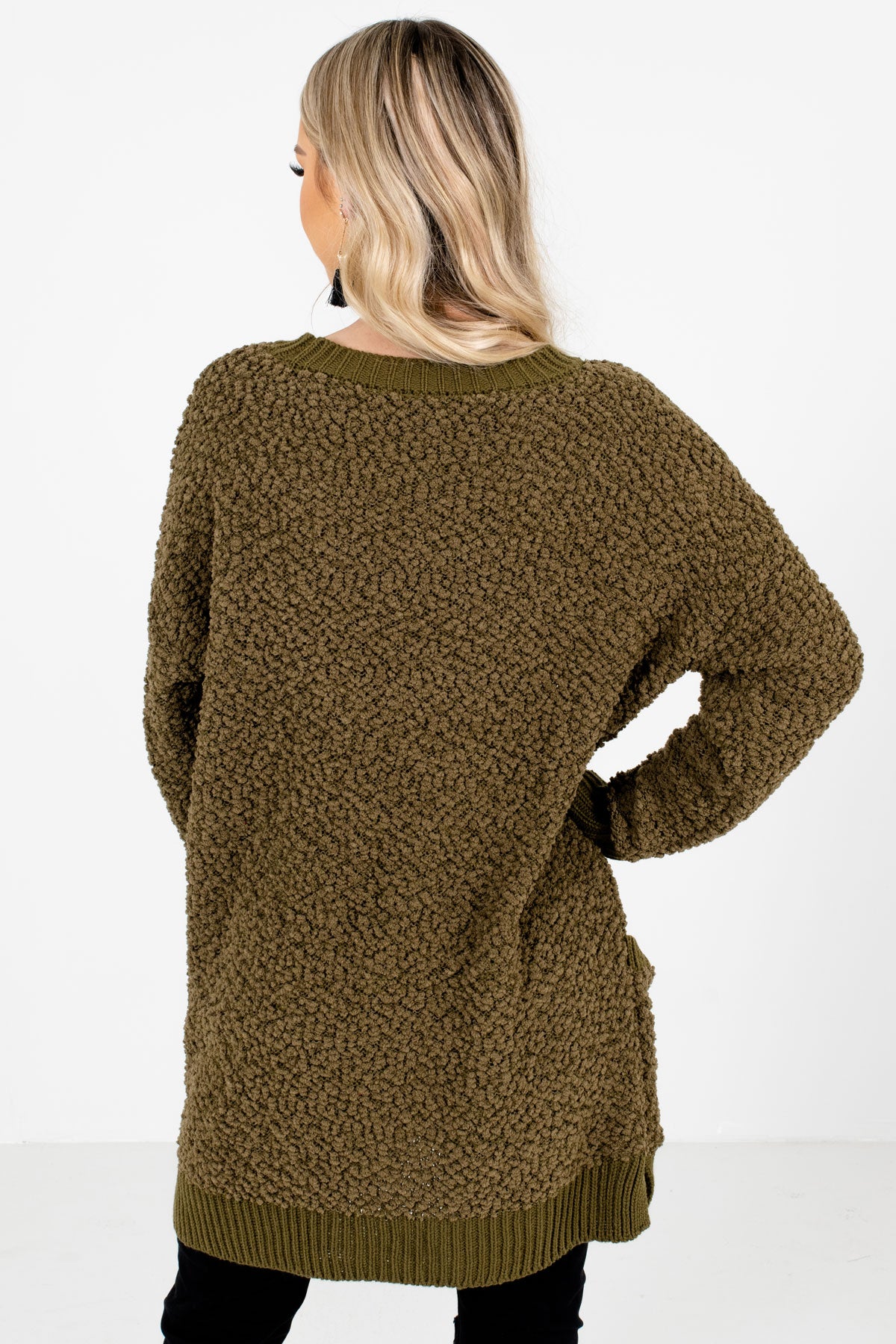 Women's Olive Green Oversized Fit Boutique Tops 