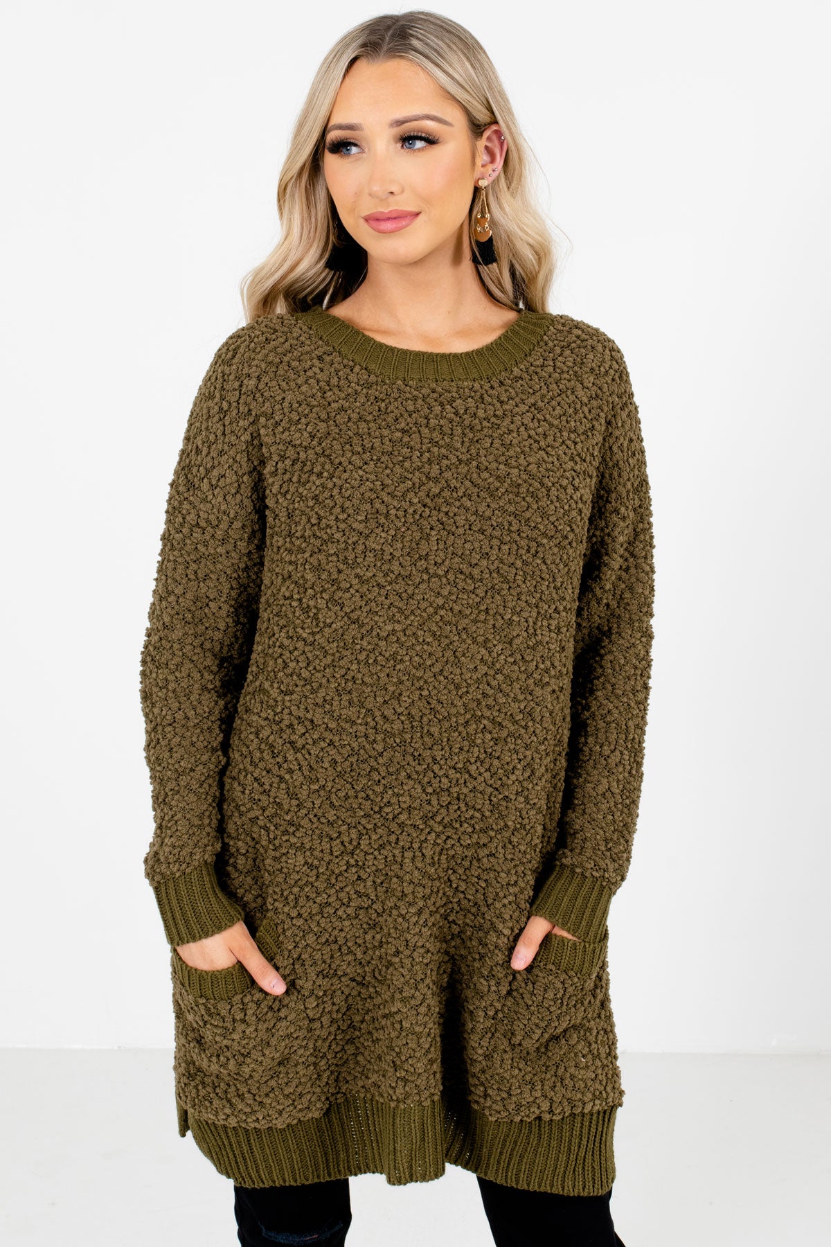 Women's Olive Green Cozy and Warm Boutique Sweater
