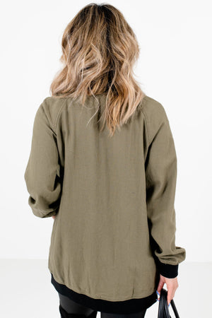 Women’s Olive Green Boutique Jackets with Pockets