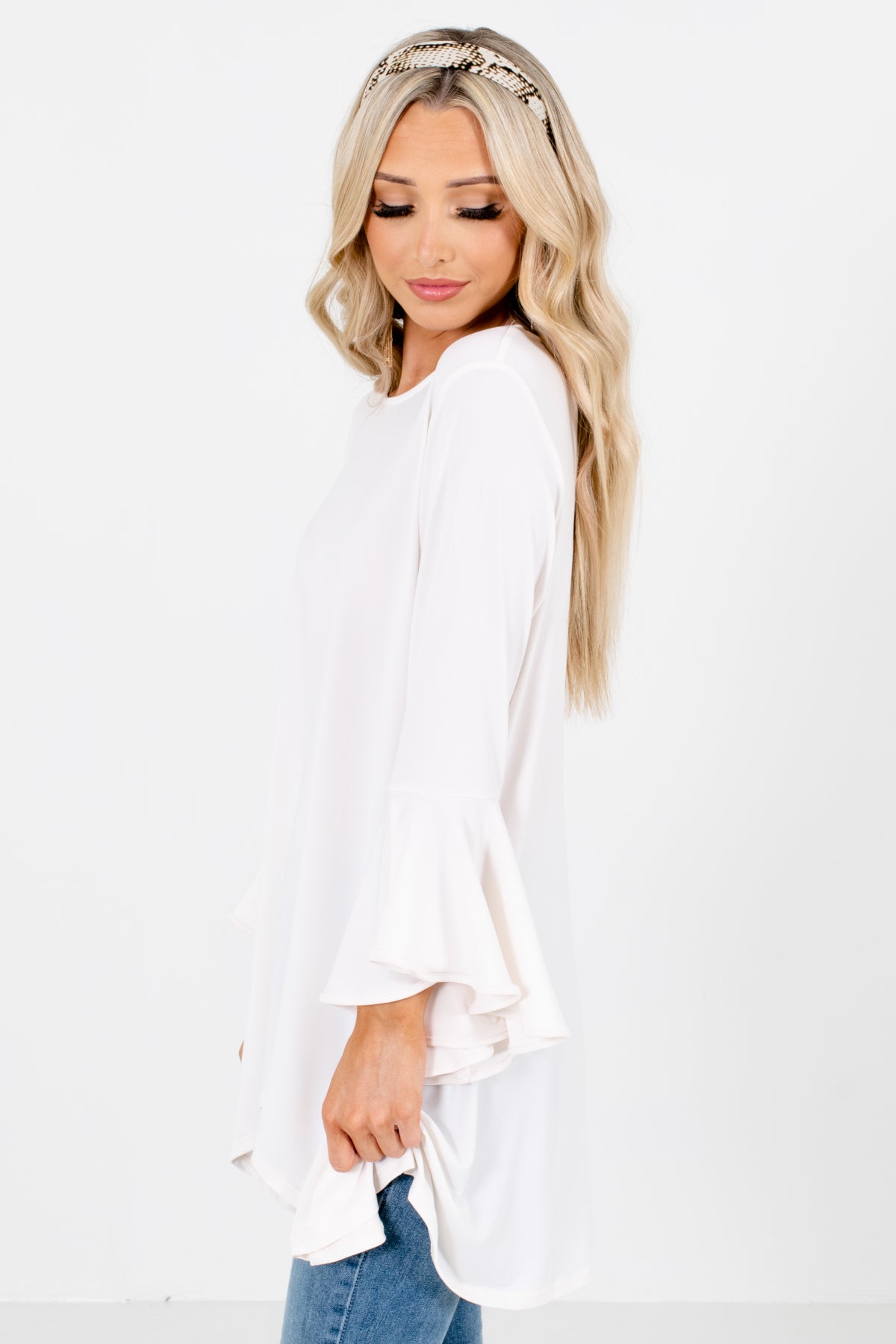 Women's White High-Quality Material Boutique Blouse