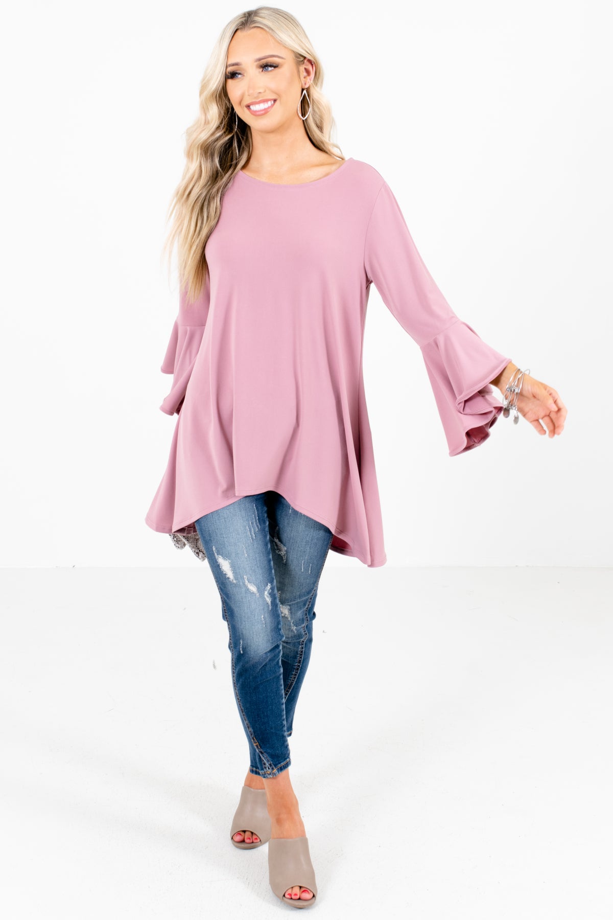 Women's Pink Business Casual Boutique Blouse