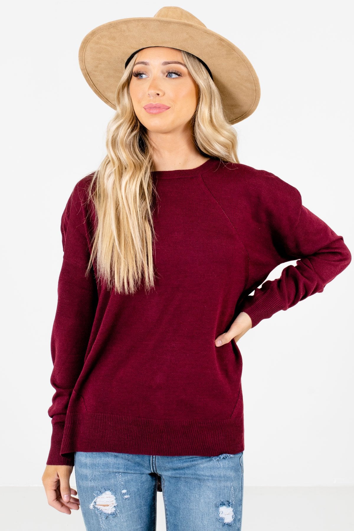 Women’s Burgundy Warm and Cozy Boutique Sweater