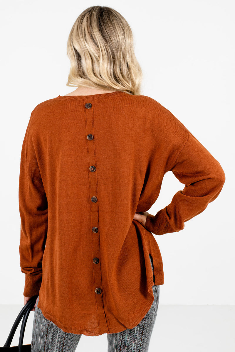 Lost in Thought Rust Orange Sweater