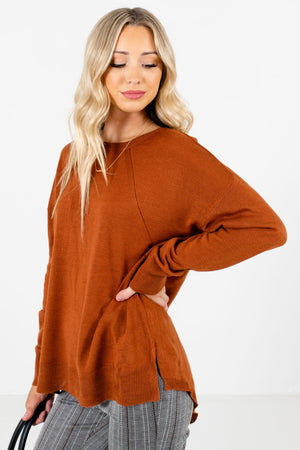 Rust Orange Lightweight Knit Material Boutique Sweaters for Women