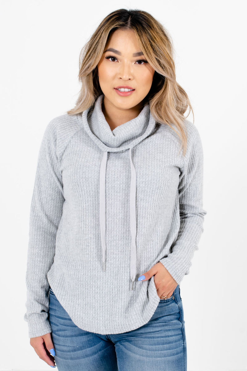 Lost in a Daydream Gray Cowl Neck Sweater