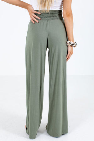 Women's Green Boutique Pants with Pockets