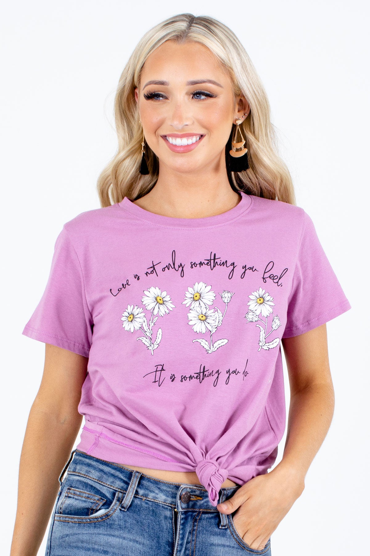 Women's Purple Casual Everyday Boutique Graphic Tee