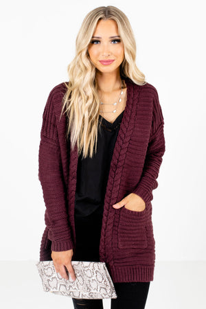 Purple High-Quality Knit Material Boutique Cardigans for Women