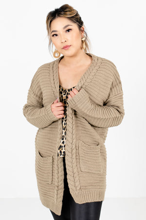 Women’s Taupe Brown Warm and Cozy Boutique Cardigans