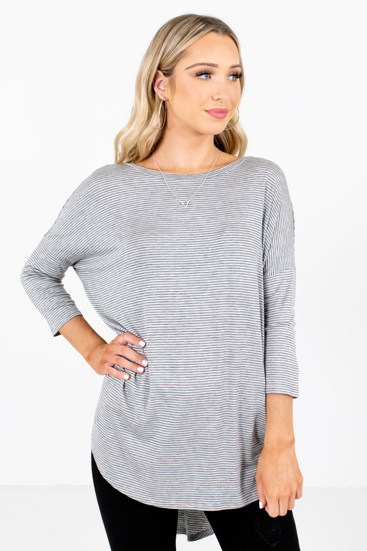 Women’s Gray Casual Everyday Boutique Tops