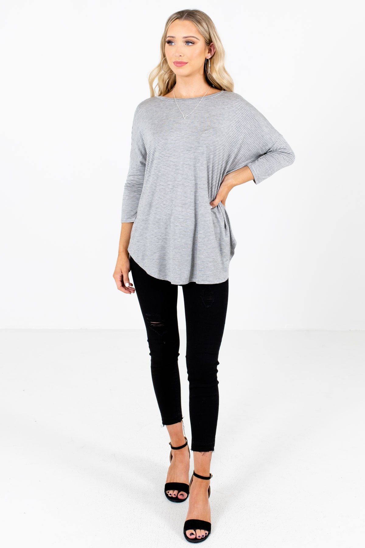 Gray Cute and Comfortable Boutique Tops for Women