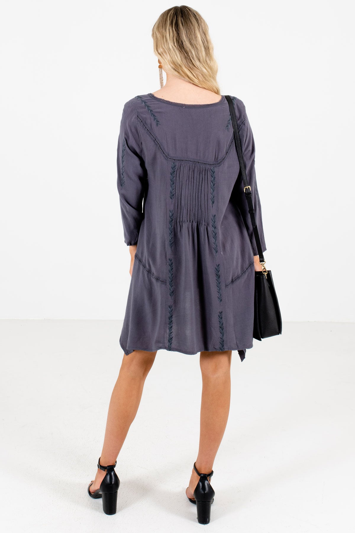 Women’s Charcoal Gray Asymmetrical Hem Boutique Mini Dress