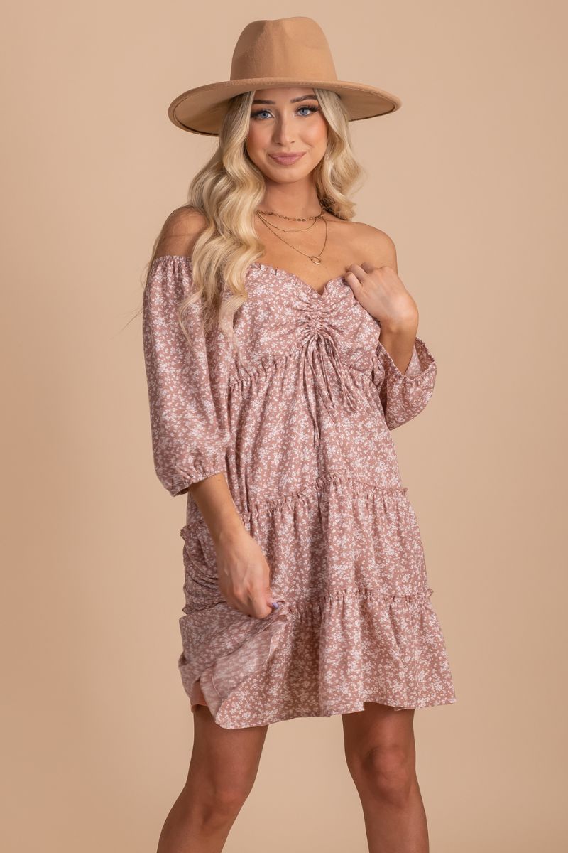 Boutique Short Dress with Pink Floral Print