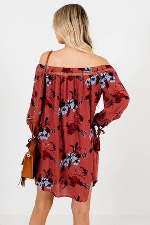 Women's Rose Off Shoulder Style Boutique Mini Dress