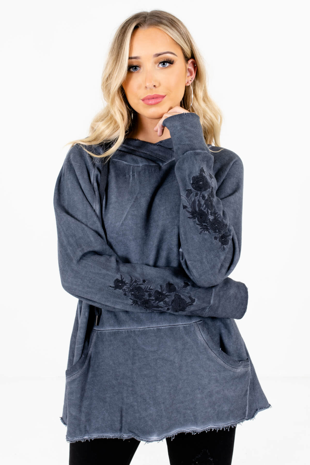 Women's Navy Blue Warm and Cozy Boutique Hoodies