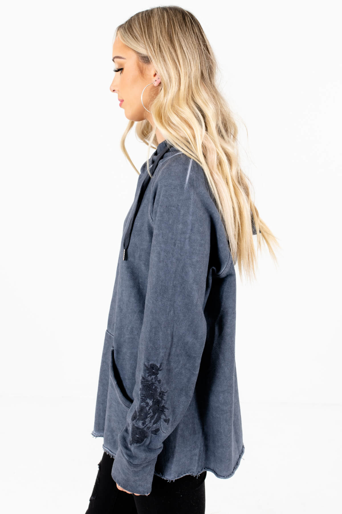 Navy Blue Oversized Relaxed Fit Boutique Hoodies for Women