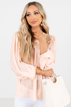Peach Pink Cute and Comfortable Boutique Blouses for Women