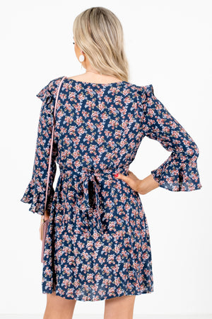 Women's  Blue Waist Tie Detailed Boutique Mini Dress