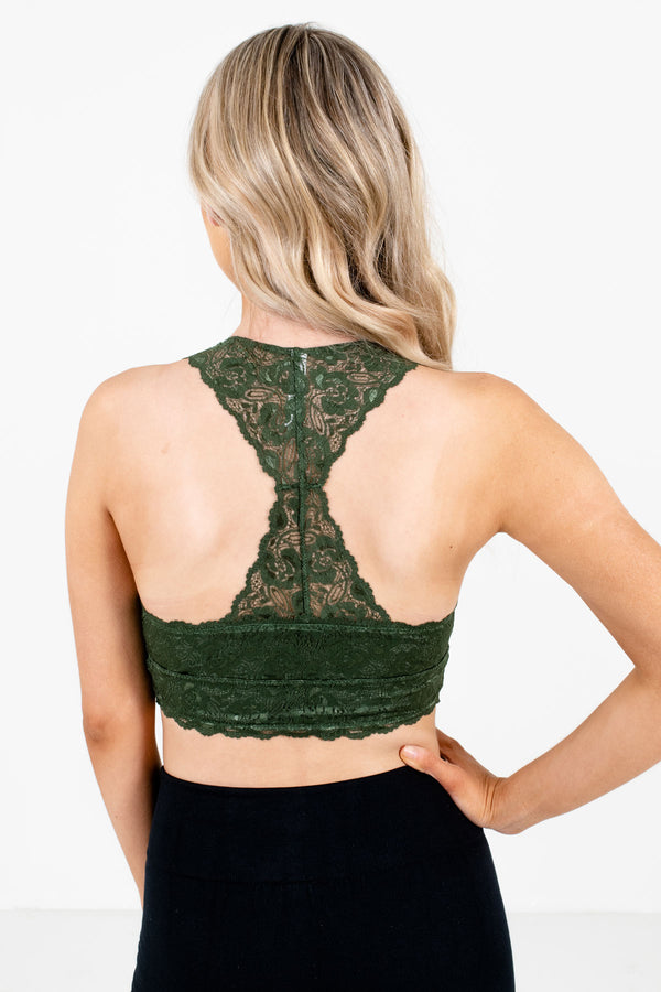 #604 High Neck Lace Bralette (Army Green)