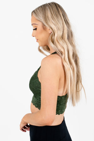 Green Partially Lined Boutique Bralettes for Women