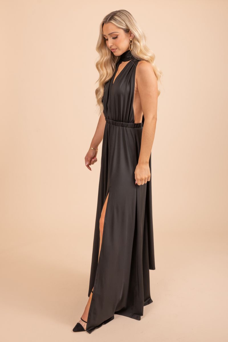 Black changeable multiway maxi dress with slit