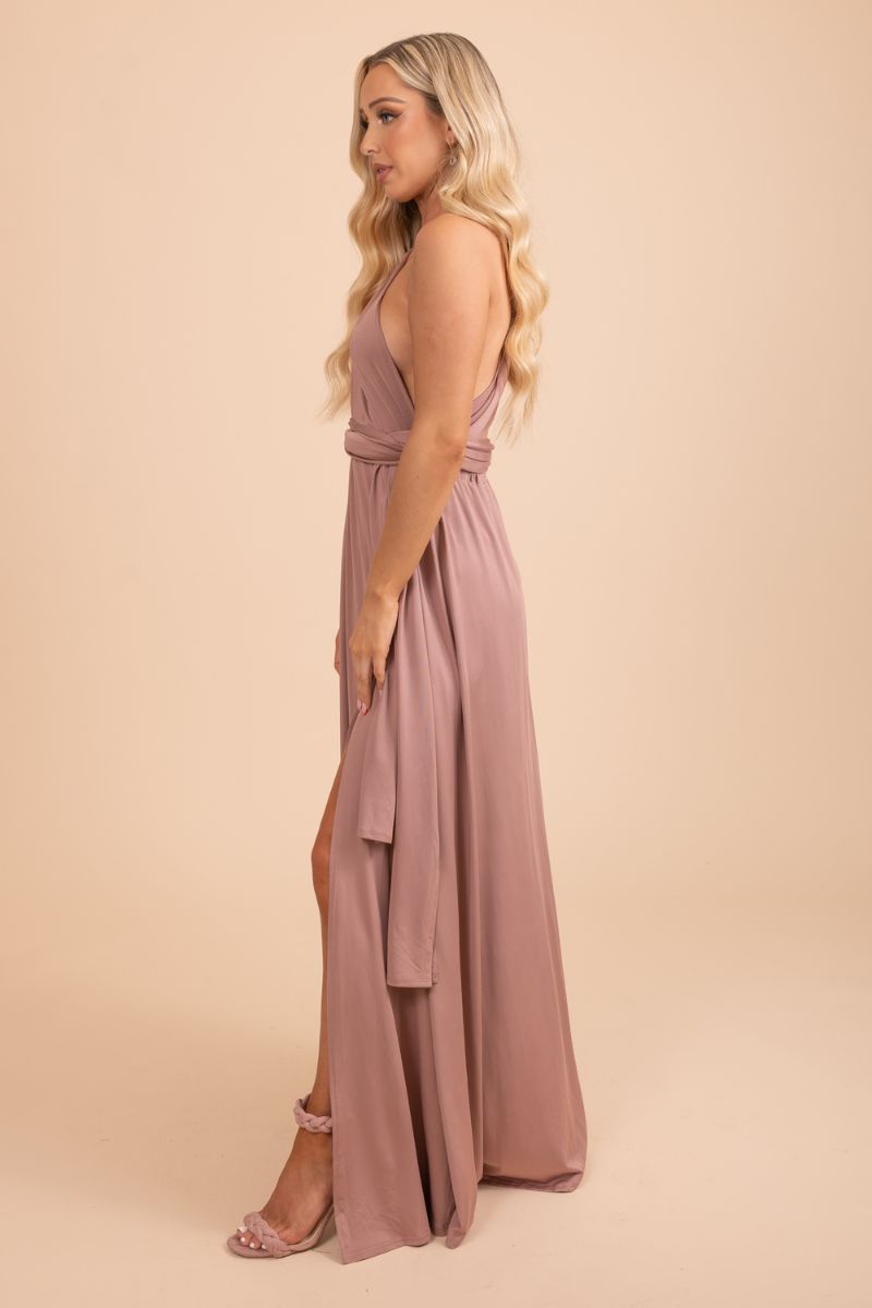 Pink multiway maxi dress with slit