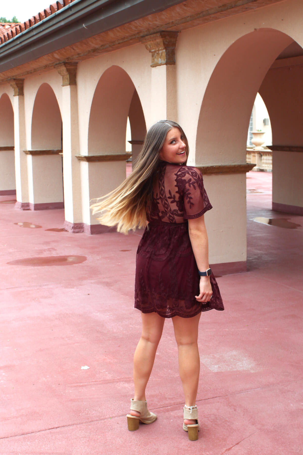 Wine red top mini dress