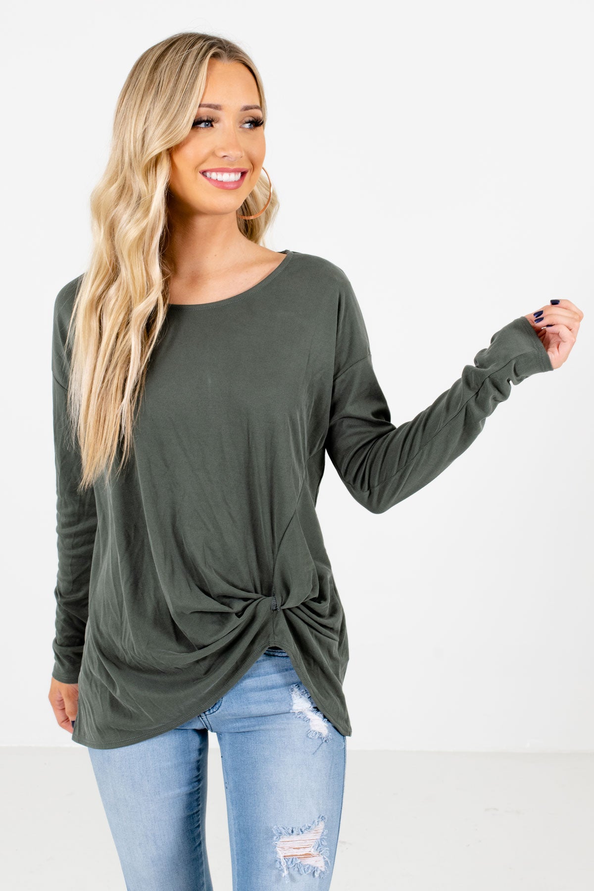 Women’s Green Warm and Cozy Boutique Tops