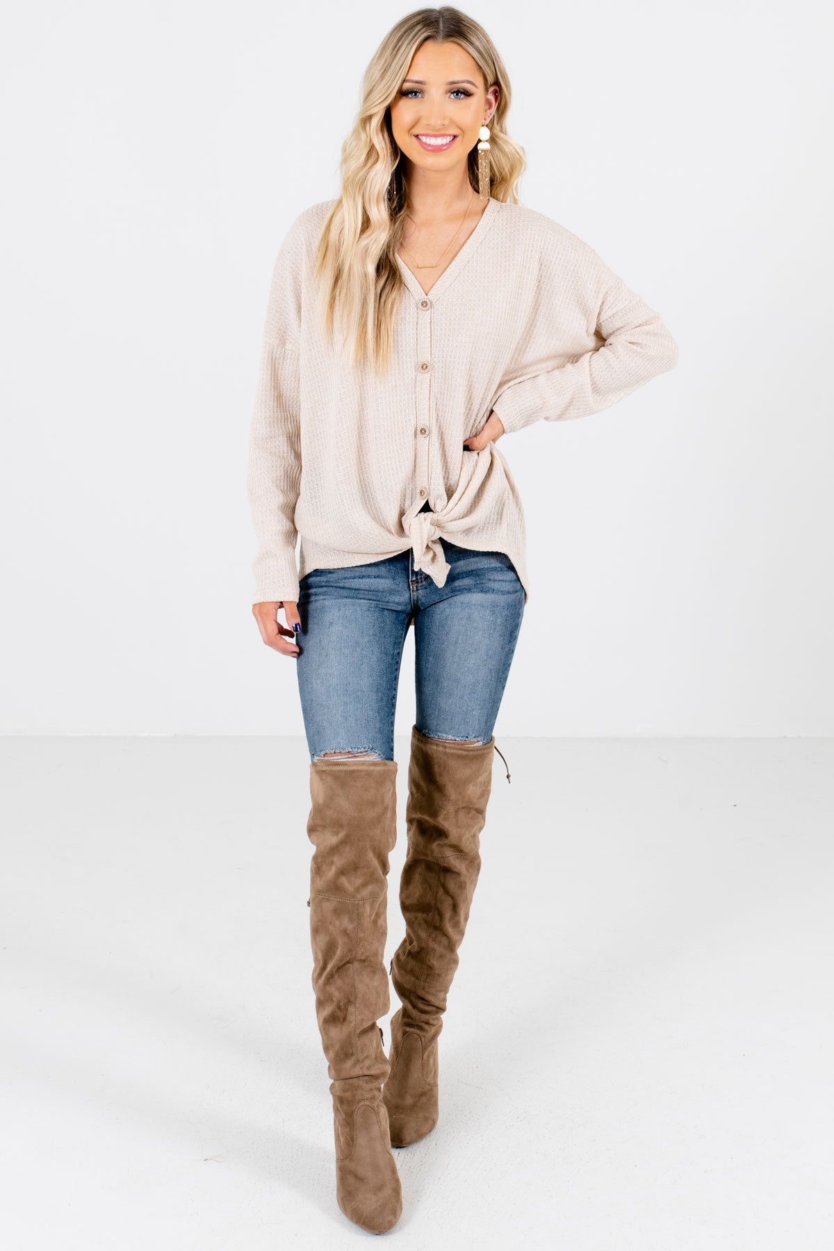 Women's Beige Fall and Winter Boutique Clothing
