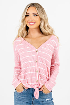 Women's Pink Long Sleeve Boutique Tops