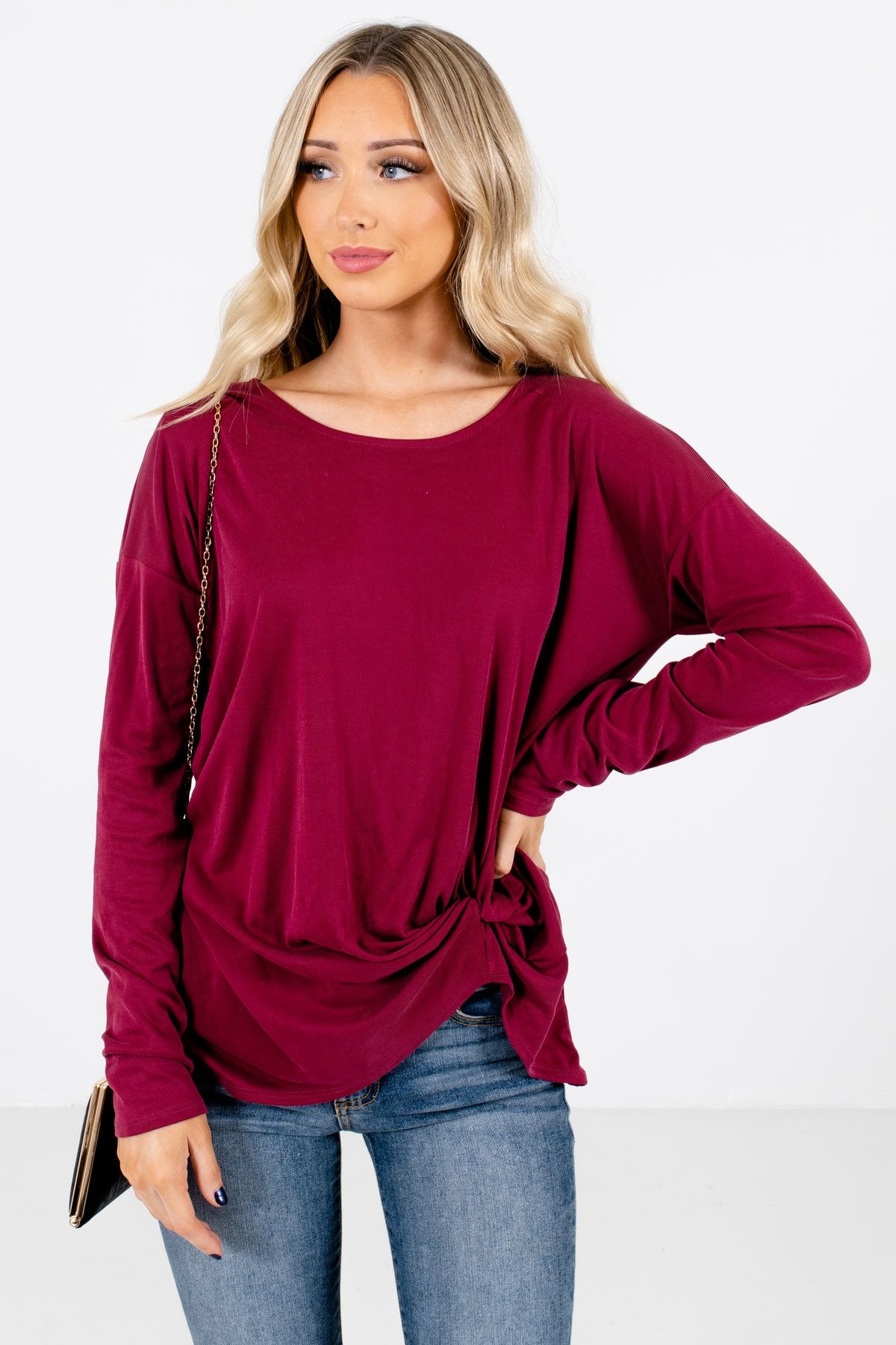 Red Infinity Knot Detail Boutique Tops for Women