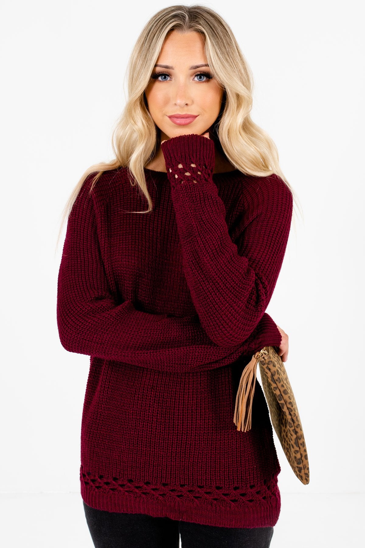 Women’s Burgundy Layering Boutique Sweater