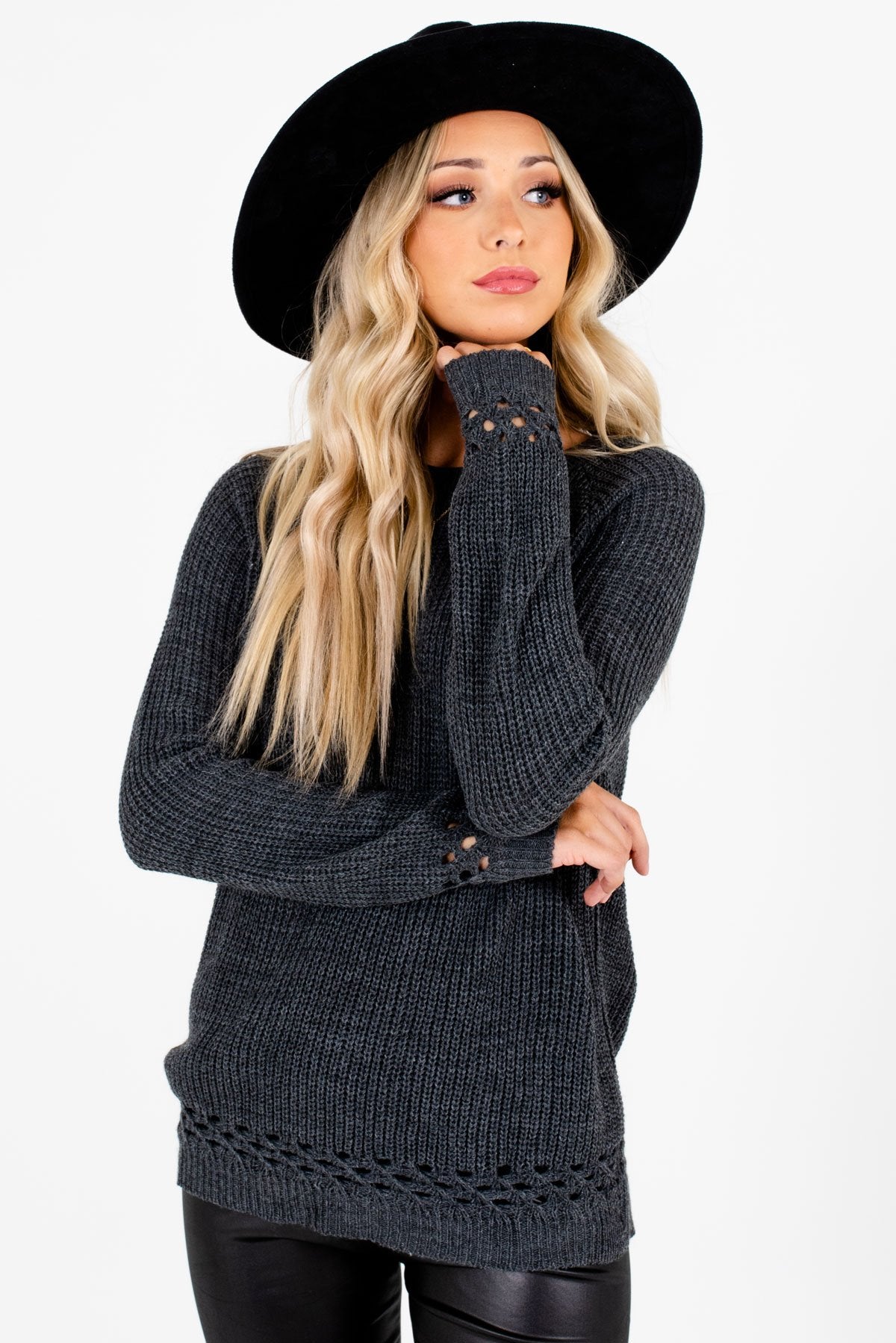 Charcoal Gray Cute and Comfortable Boutique Sweaters for Women