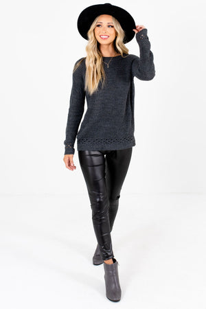 Women’s Charcoal Gray Casual Everyday Boutique Sweater