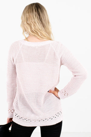 Women’s Light Pink Unique Cutout Detailed Boutique Sweater