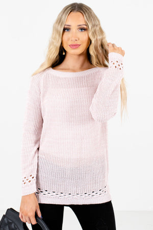 Light Pink High-Quality Knit Material Boutique Sweaters for Women