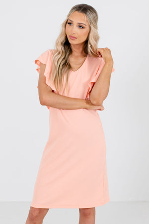 Peach Pink Knee-Length Boutique Dresses for Women