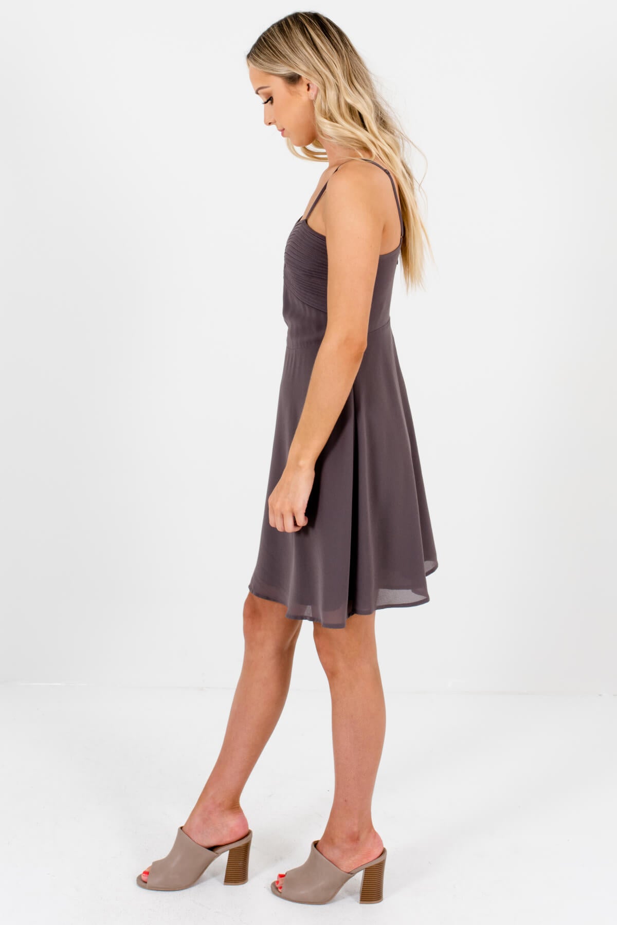 Gray Fully Lined Boutique Mini Dresses for Women