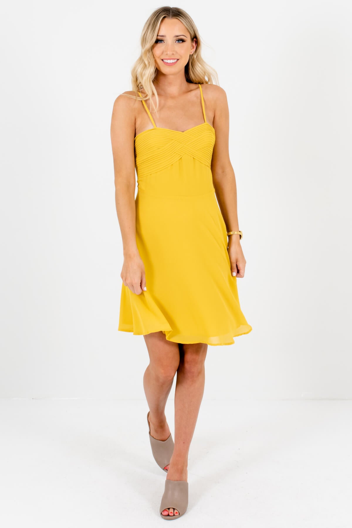 Yellow Cute and Comfortable Boutique Mini Dresses for Women