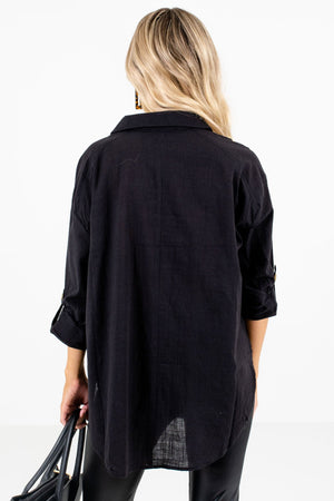 Women’s Black High-Low Hem Boutique Shirt