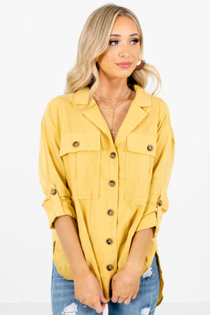 Women’s Yellow Front Pocket Boutique Shirts
