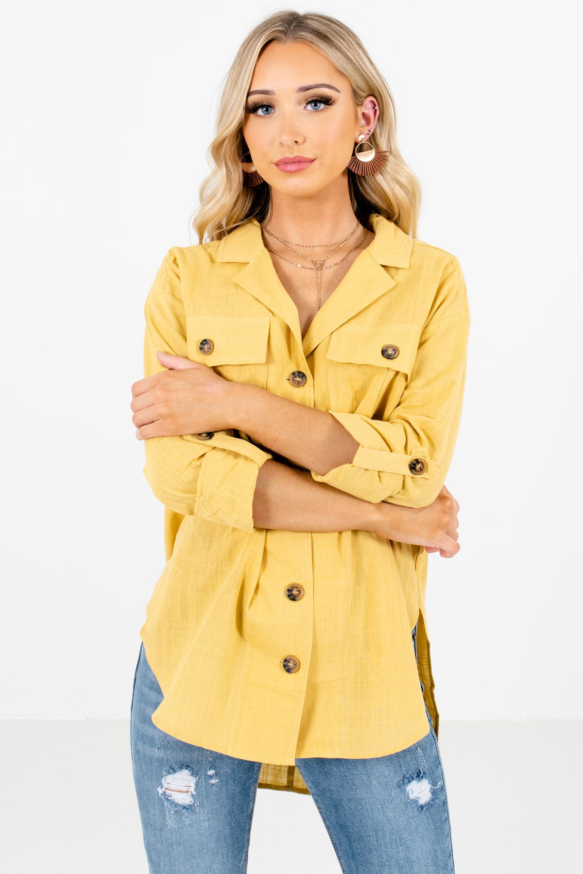 Women’s Yellow Business Casual Boutique Shirt