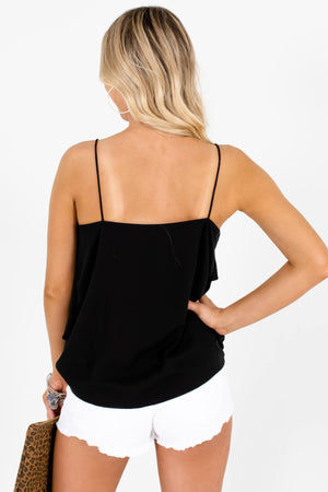 Women's Black Sleek Spaghetti Strap Boutique Tank Top