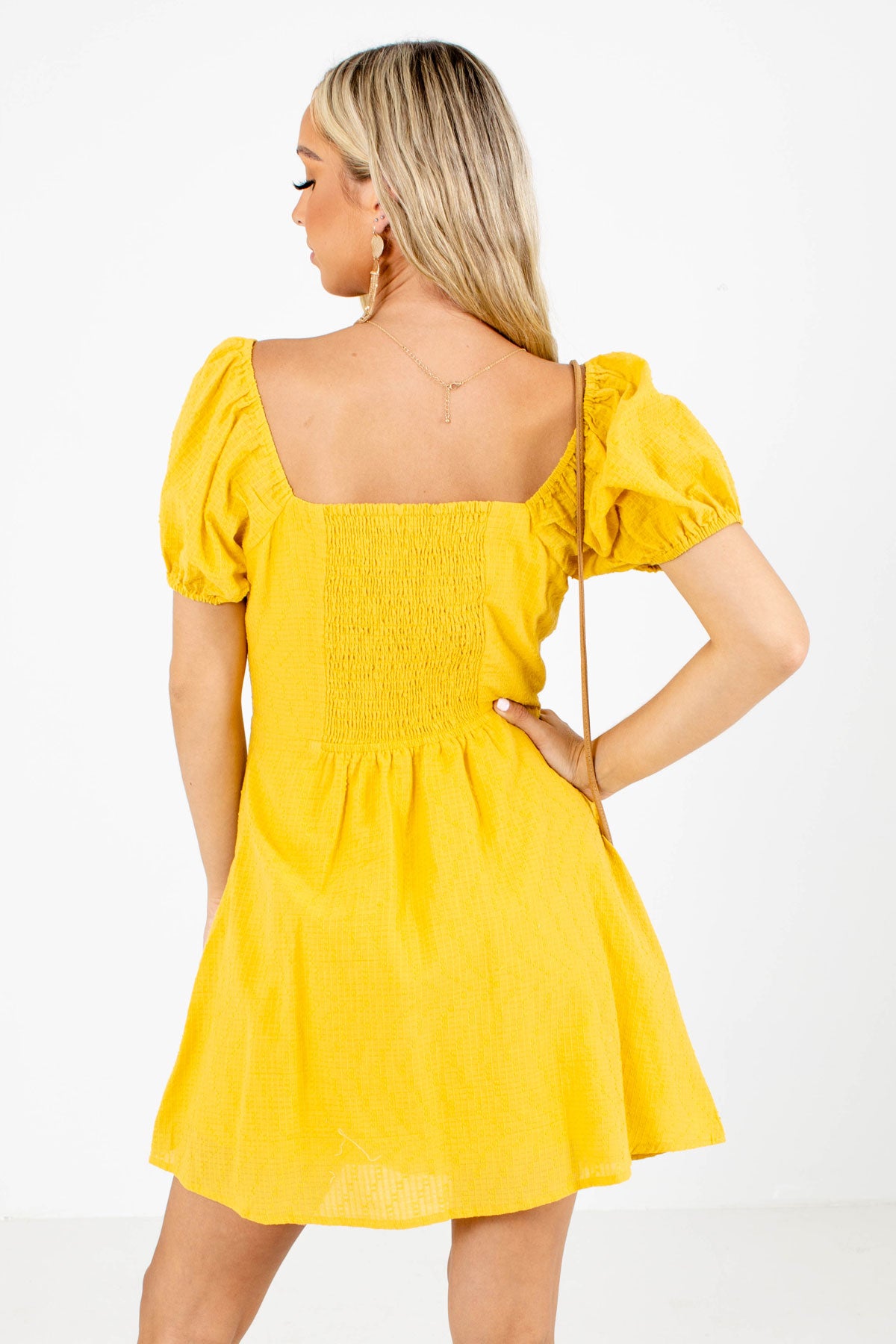 Women's Yellow Lightweight Boutique Mini Dress