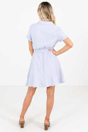 Women's Light Blue Ruffled Hem Boutique Mini Dress