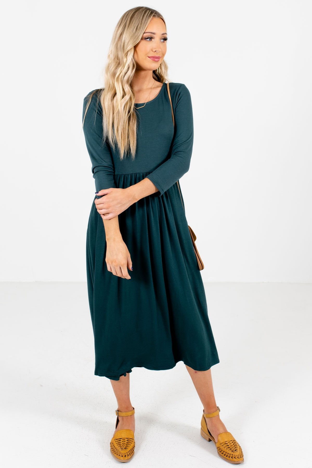Teal Green Cute and Comfortable Boutique Midi Dresses for Women