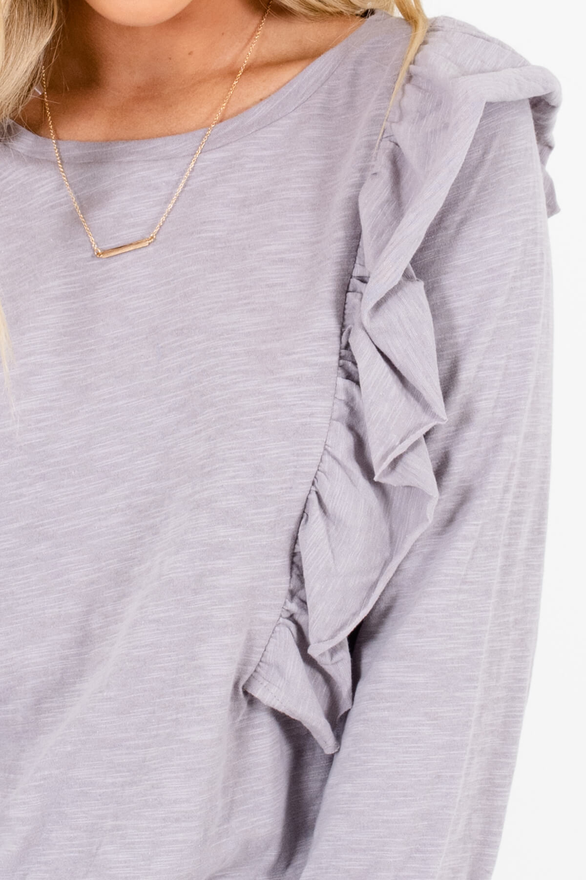Meant to Be Gray Ruffle Top